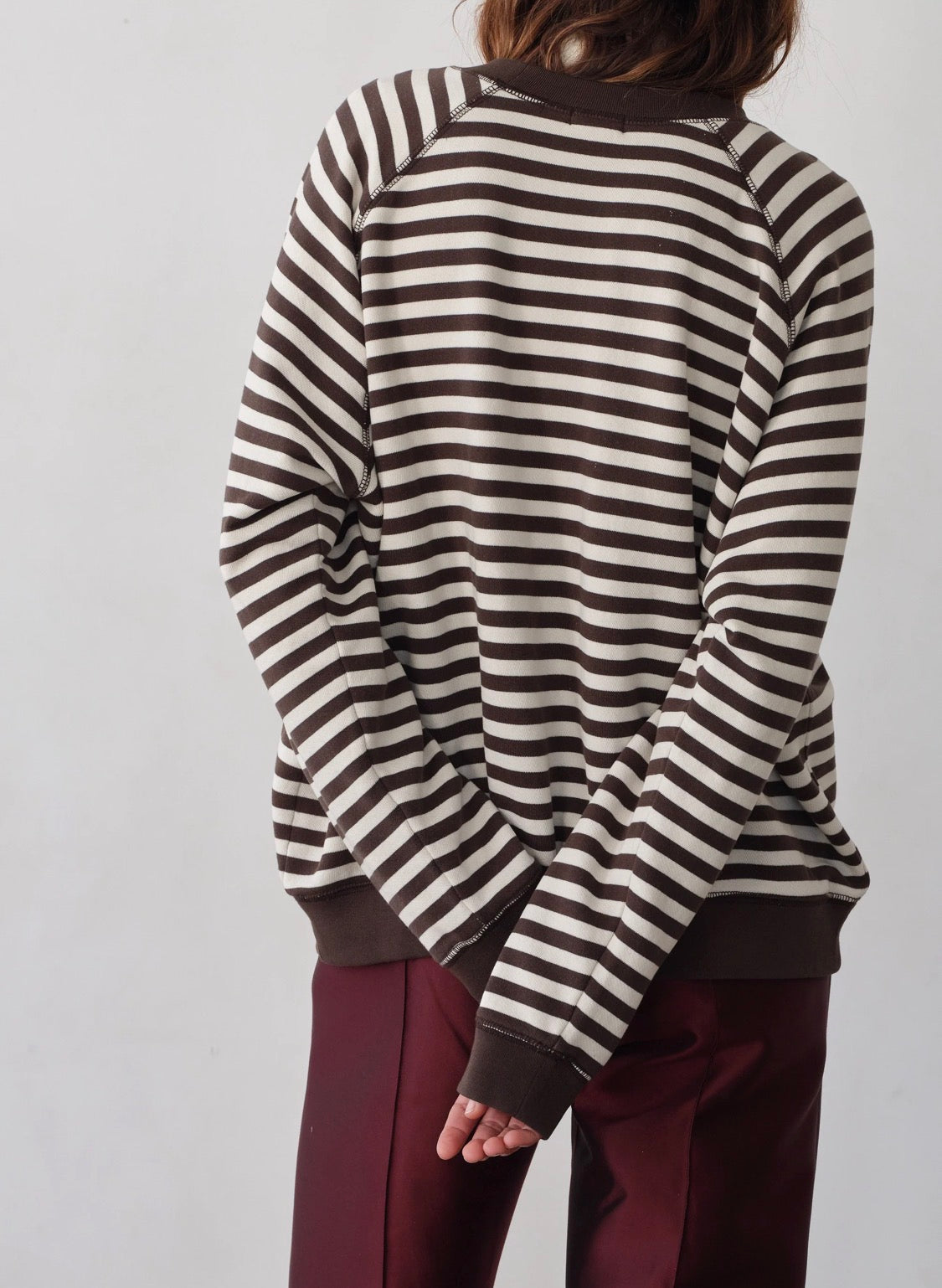 The Eco-Terry Relaxed Crewneck in Espresso/Creme