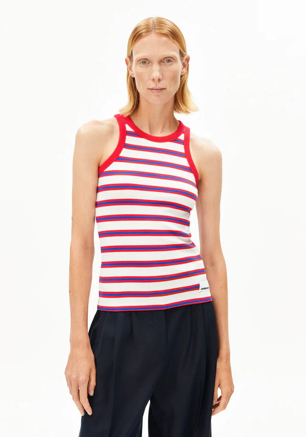 Kanitaa Stripes Tank in Light Oatmilk/Mars Red/Dynamo Blue