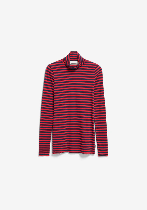 Grazilianaa Stripes Turtleneck in Tinted Navy/Candy Apple