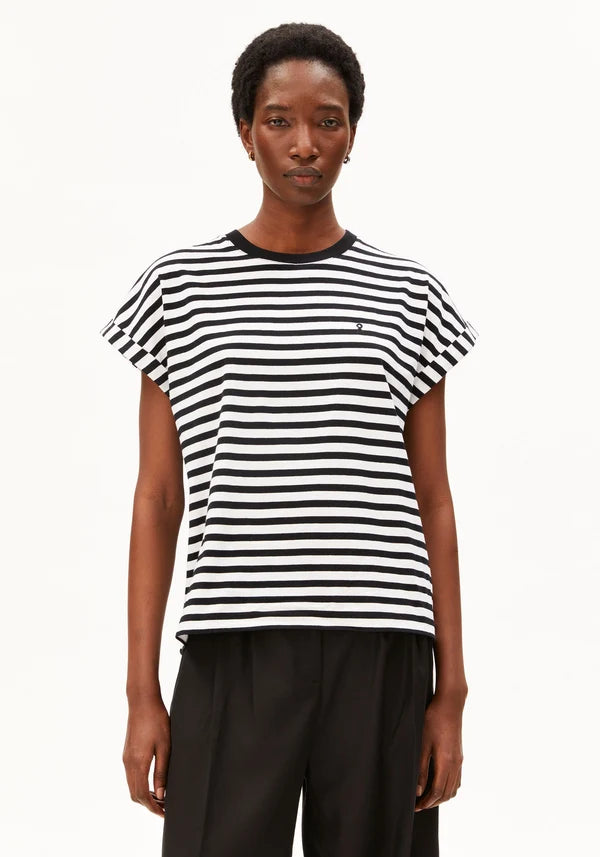 Idaara Stripes Tee in Black/White