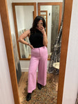 SOAKED IN LUXURY Corinne Wide Cropped Trousers in Pastel Lavender