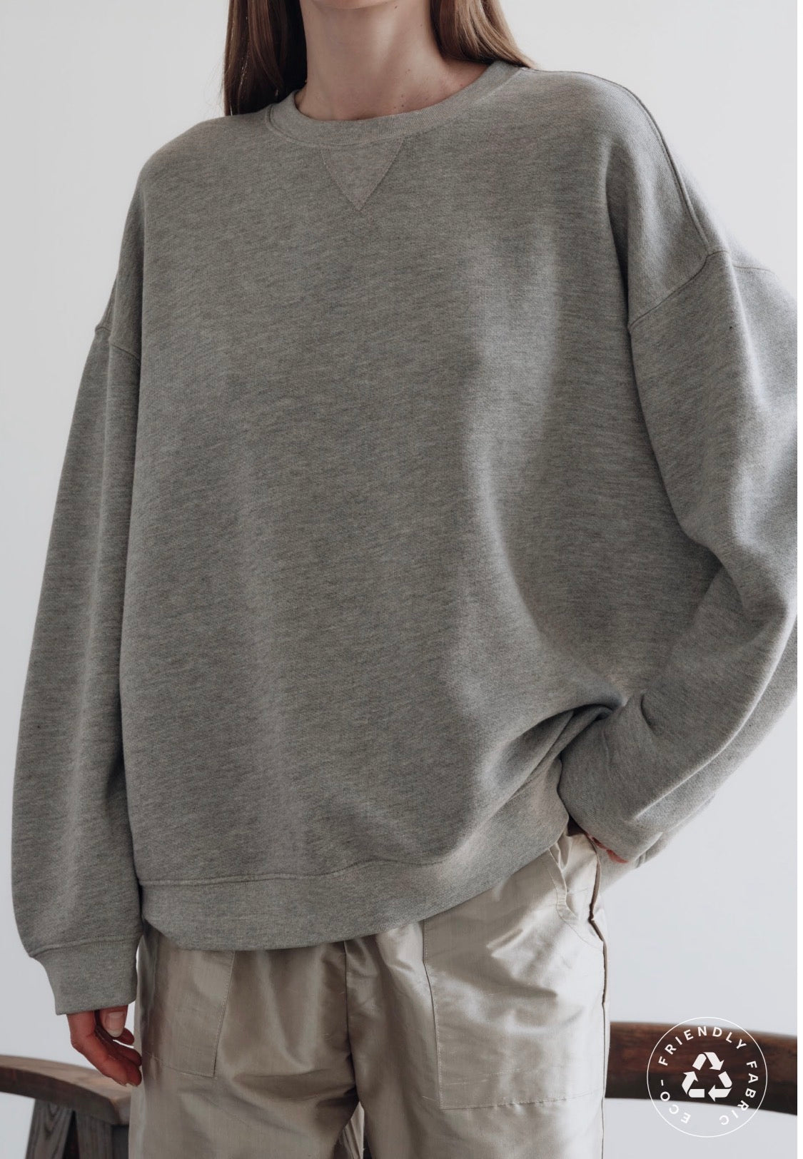 The Eco Fleece Oversized Sweatshirt in Heather Grey