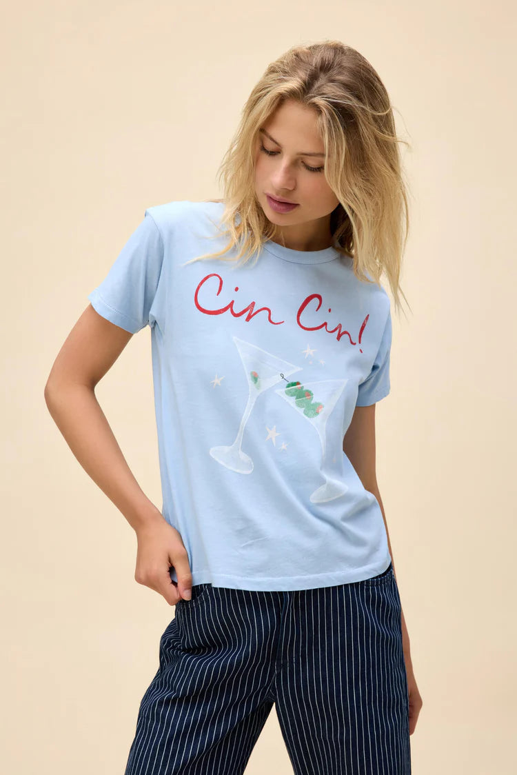 'Cin Cin' Tee in Powder Blue