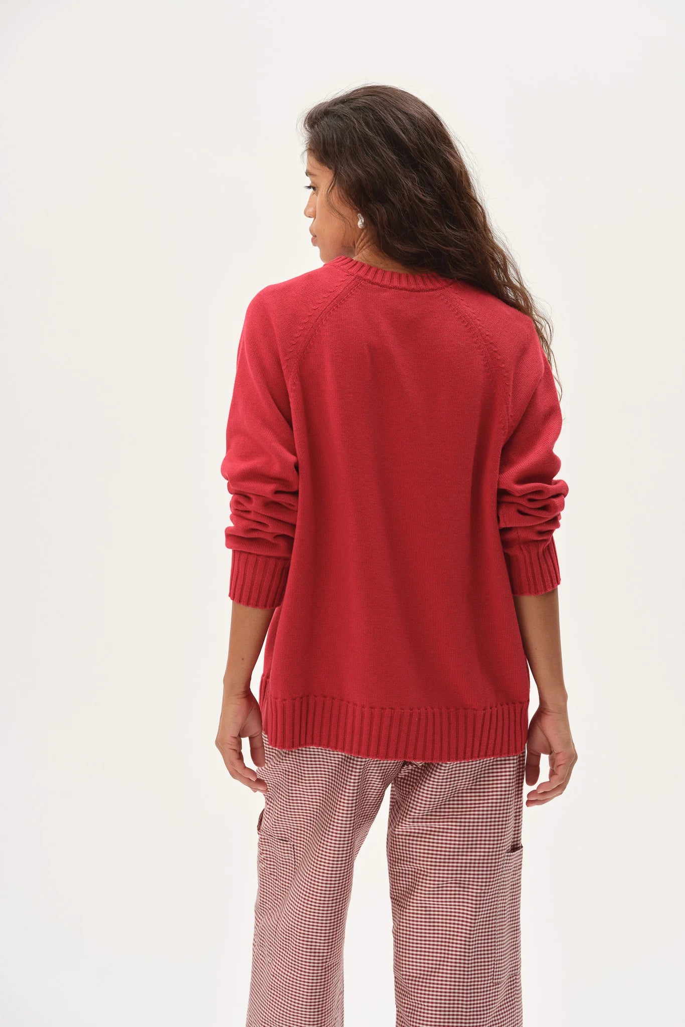 The Cotton Knit V-Neck Sweater in Bell Pepper