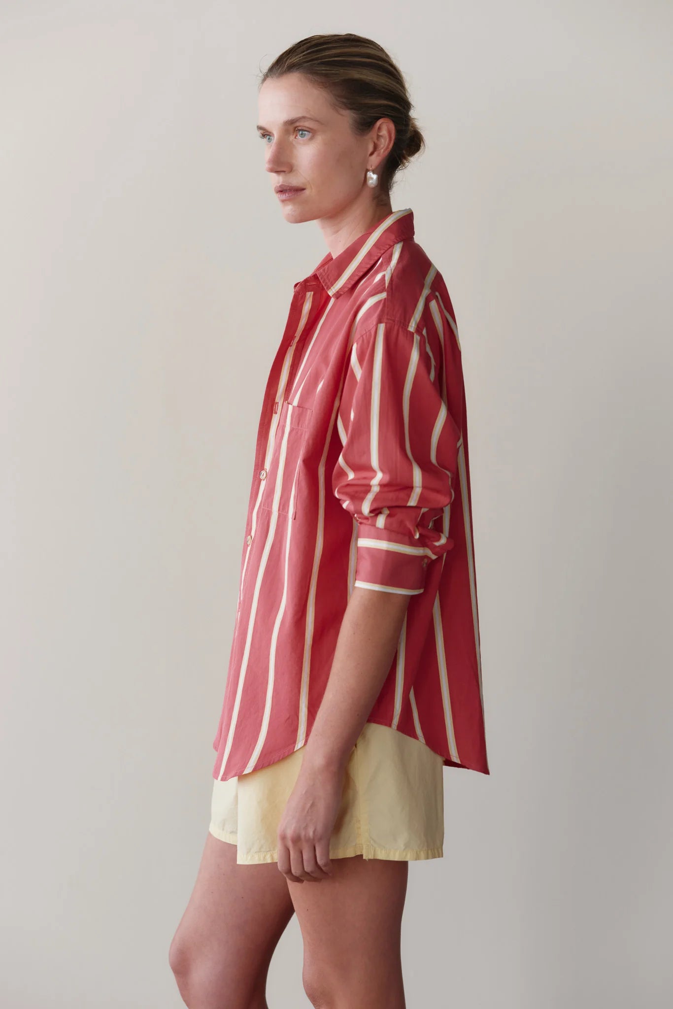 The Pop Shirt in Raspberry Stripe