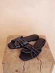 MOS MOSH Sicily Leather Contrast Slipper in Black