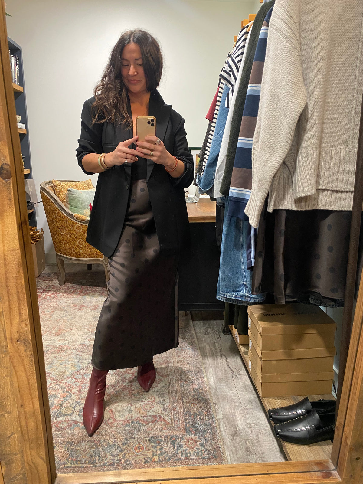 Saagneta Long Skirt in 'Mulch Dott'