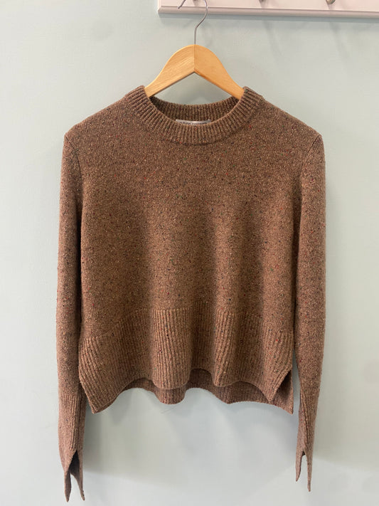 SALE AUTUMN CASHMERE Boxy Crew W/ Slits in 'Brownie'