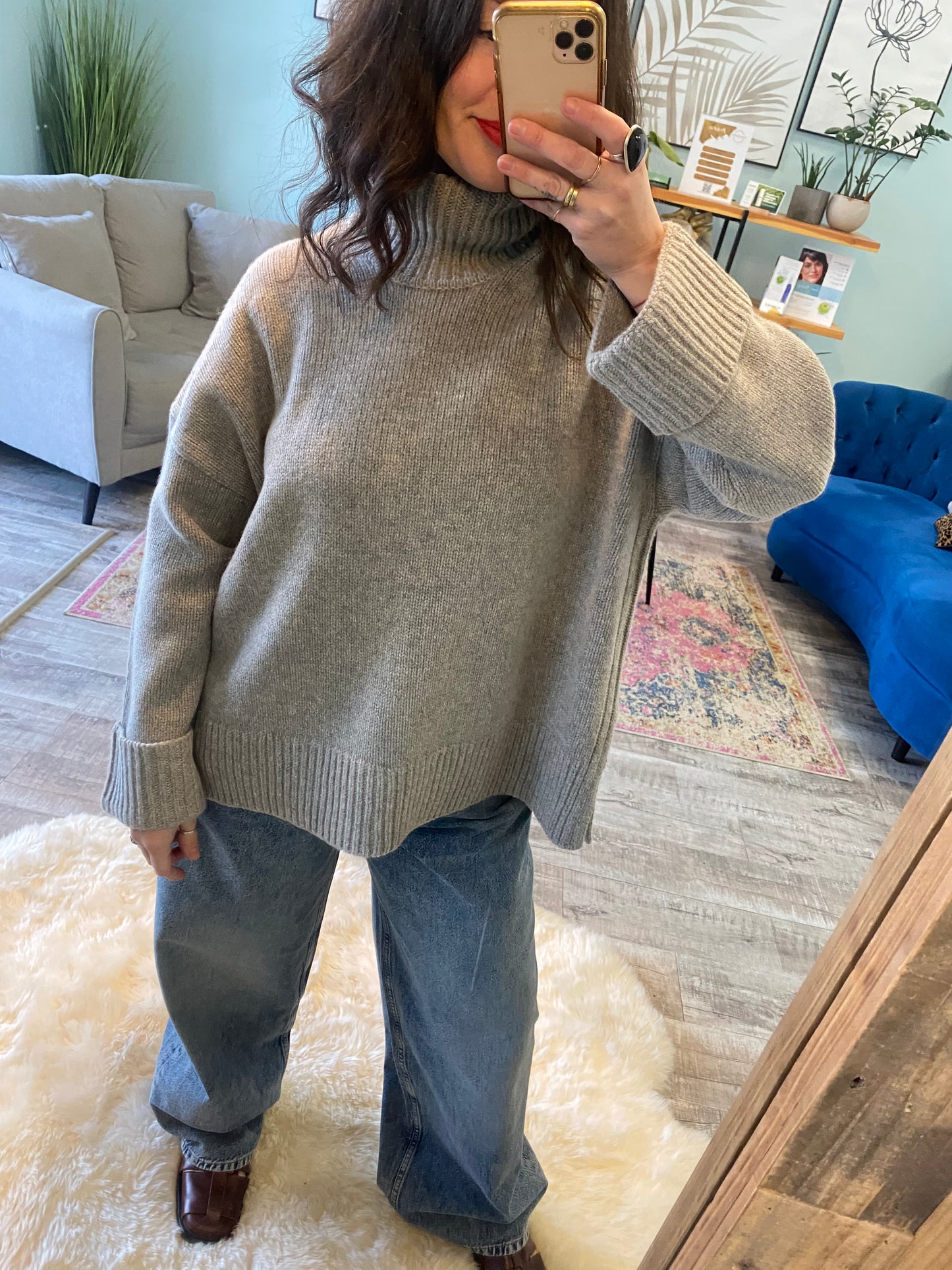 SAMSOE Sakeiku Turtleneck in Grey Melange