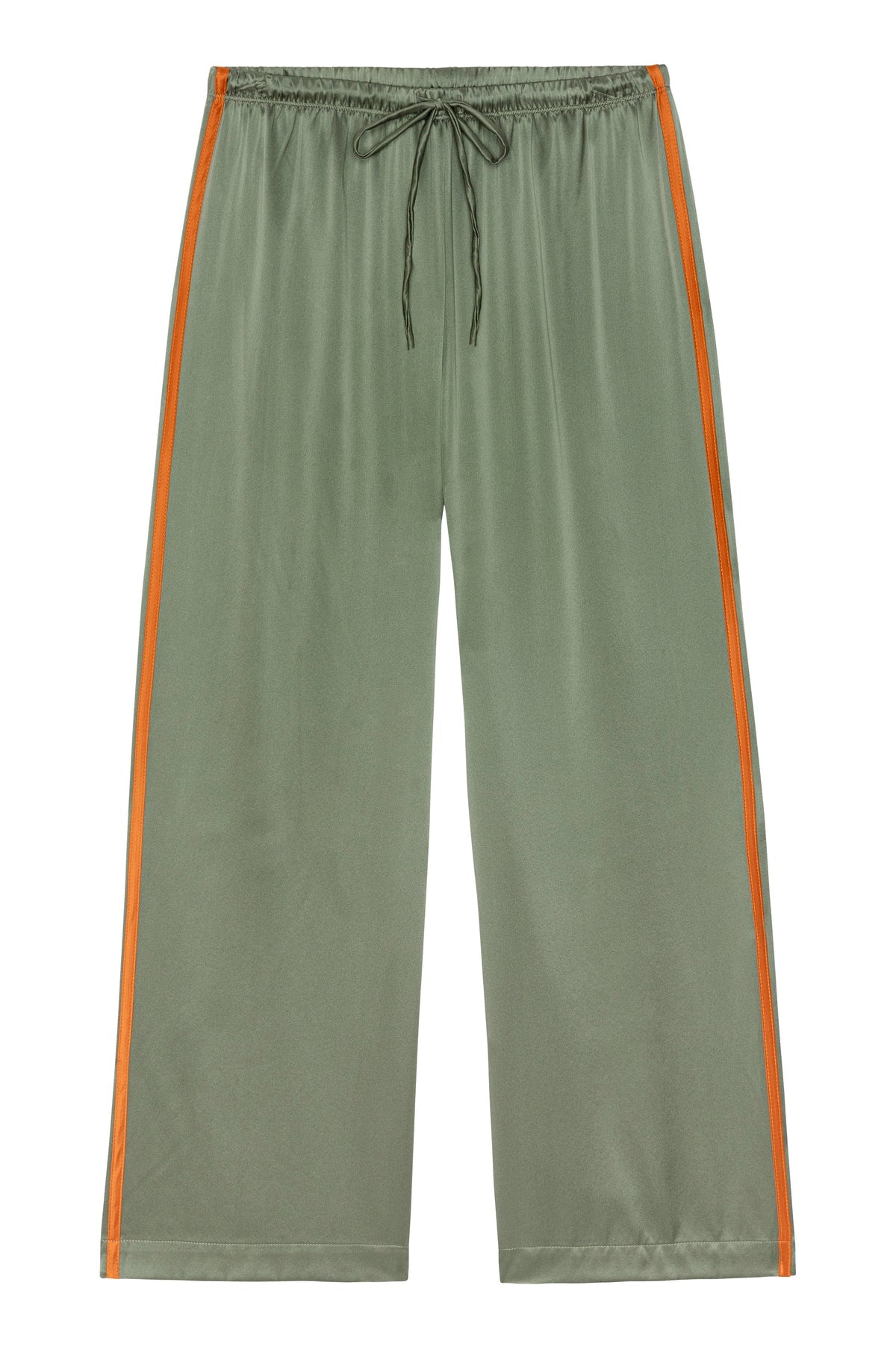 The Silk Stripe Crop Pant in Dill/Apricot