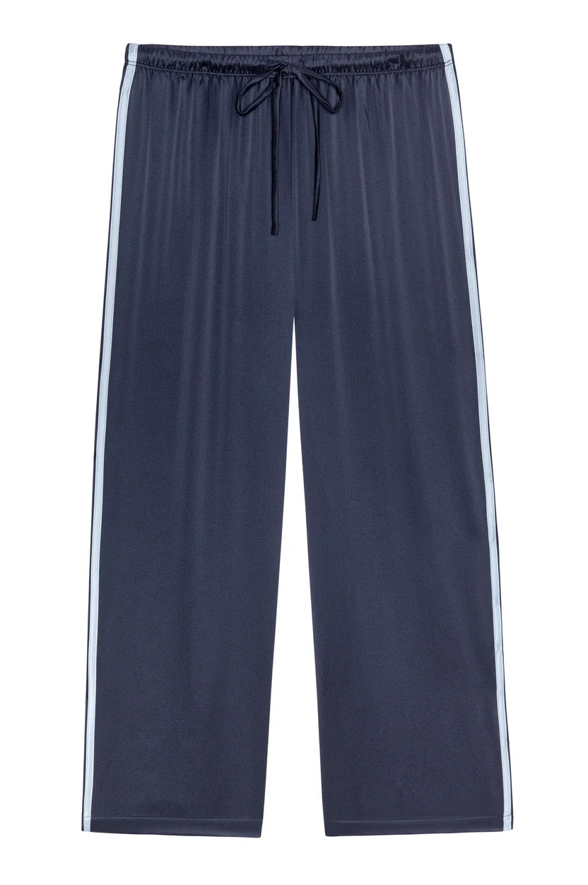 The Silk Stripe Crop Pant in Navy/Cloud