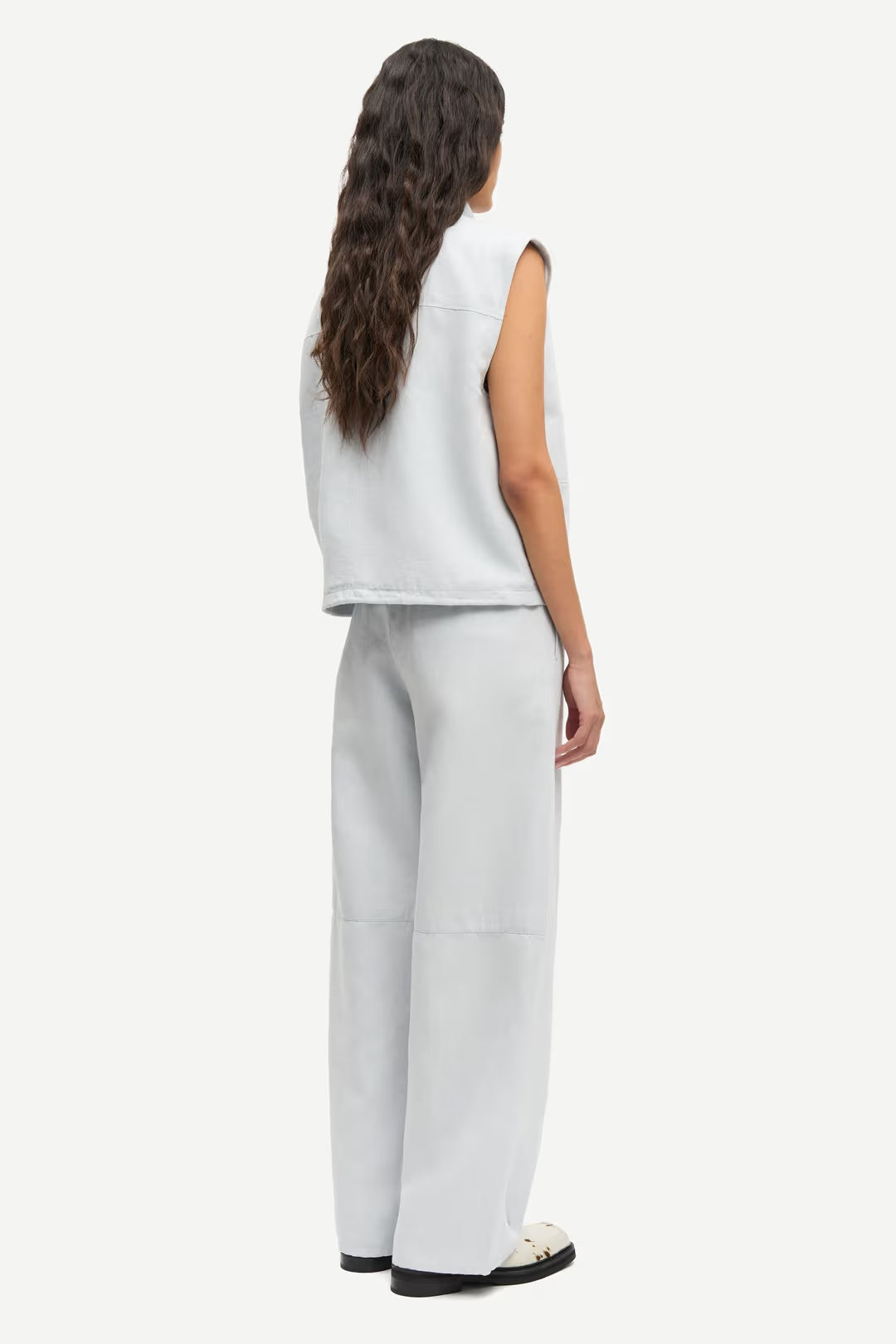 Saroko Organic Cotton + Linen Trousers in Gray Dawn