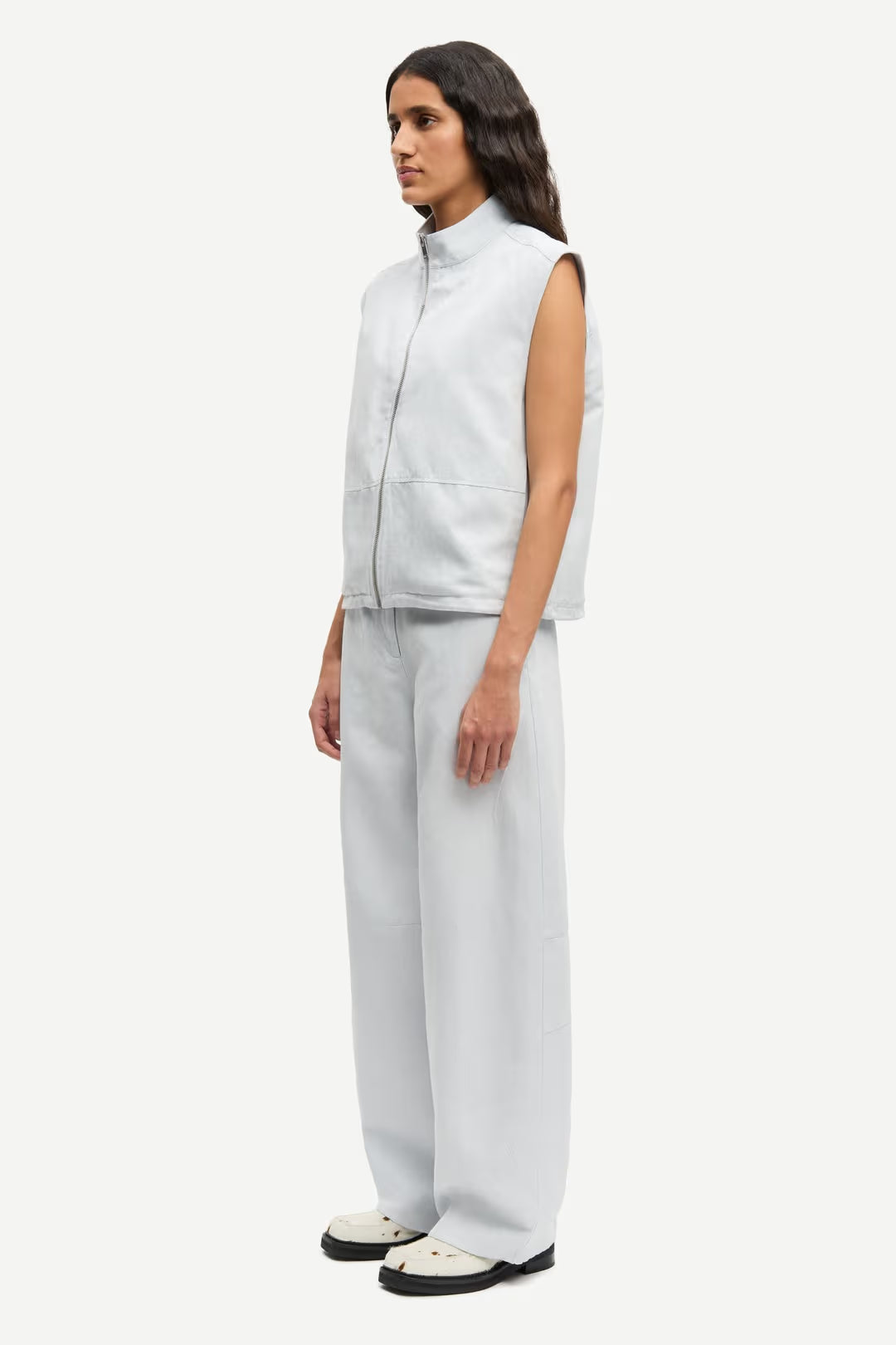 Saroko Organic Cotton + Linen Trousers in Gray Dawn