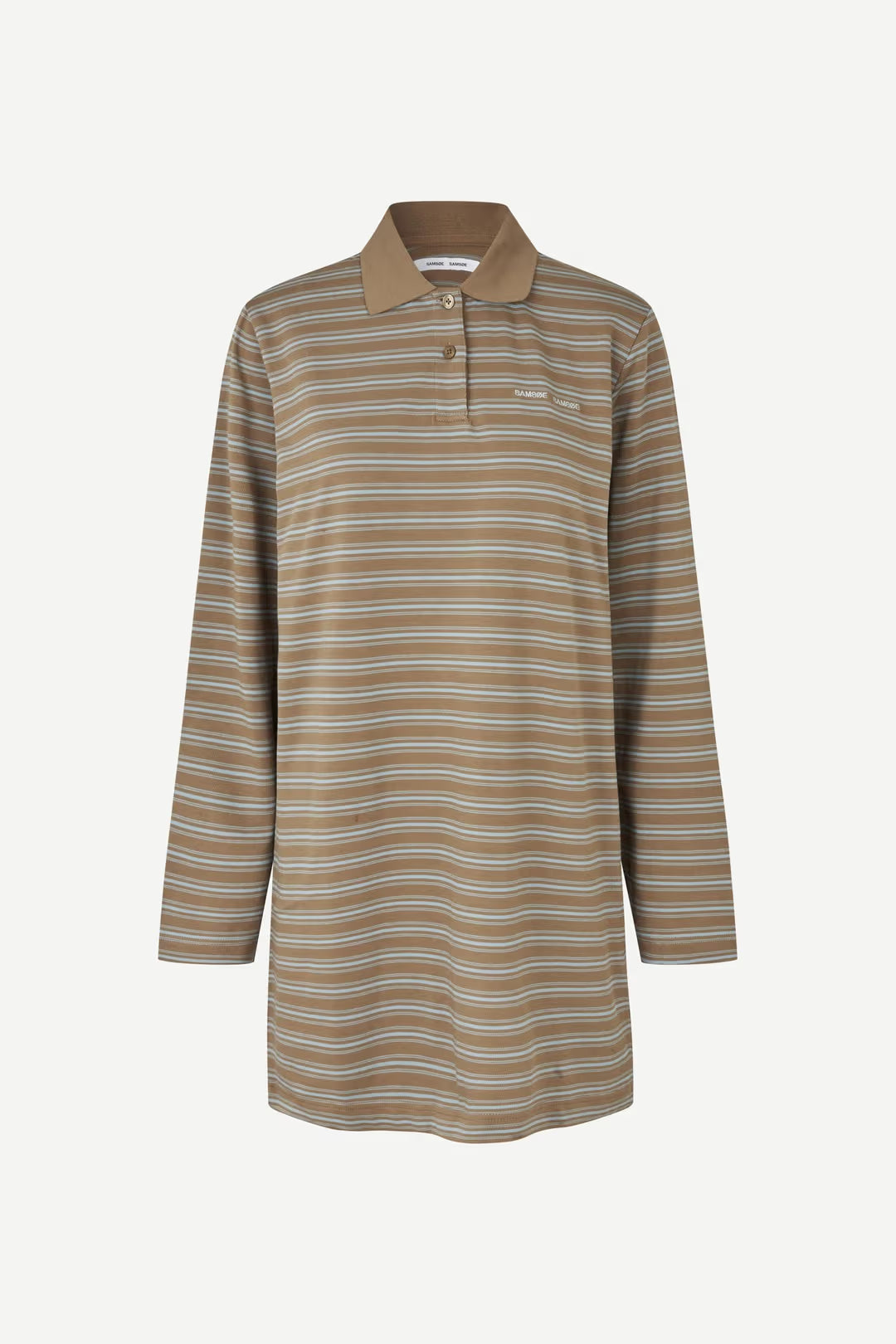 The Sadover LS Polo Dress in Lead Stripe
