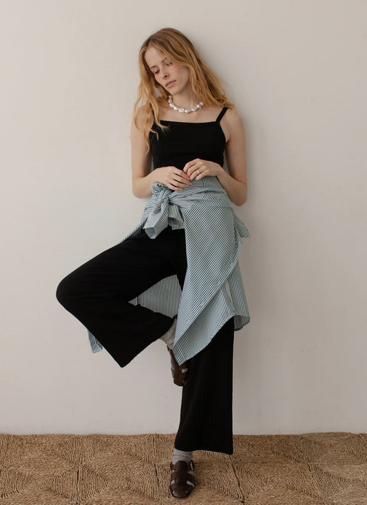 The Pointelle Simple Crop Pant in Jet