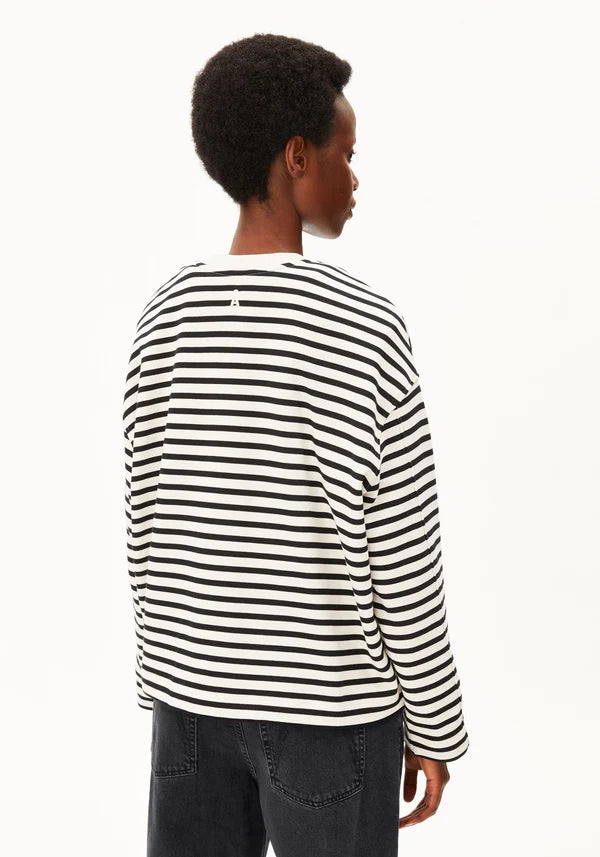 Frankaa Maarlen Stripe Organic Cotton Sweatshirt in Undyed/Black