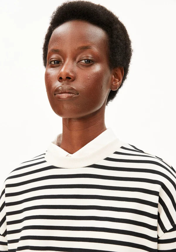 Frankaa Maarlen Stripe Organic Cotton Sweatshirt in Undyed/Black