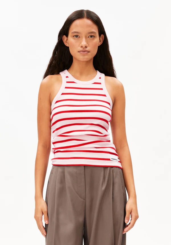 Kanitaa Stripes Tank in Pink Mist/Mars Red