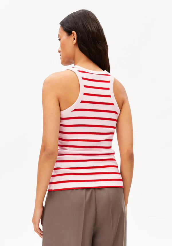 Kanitaa Stripes Tank in Pink Mist/Mars Red