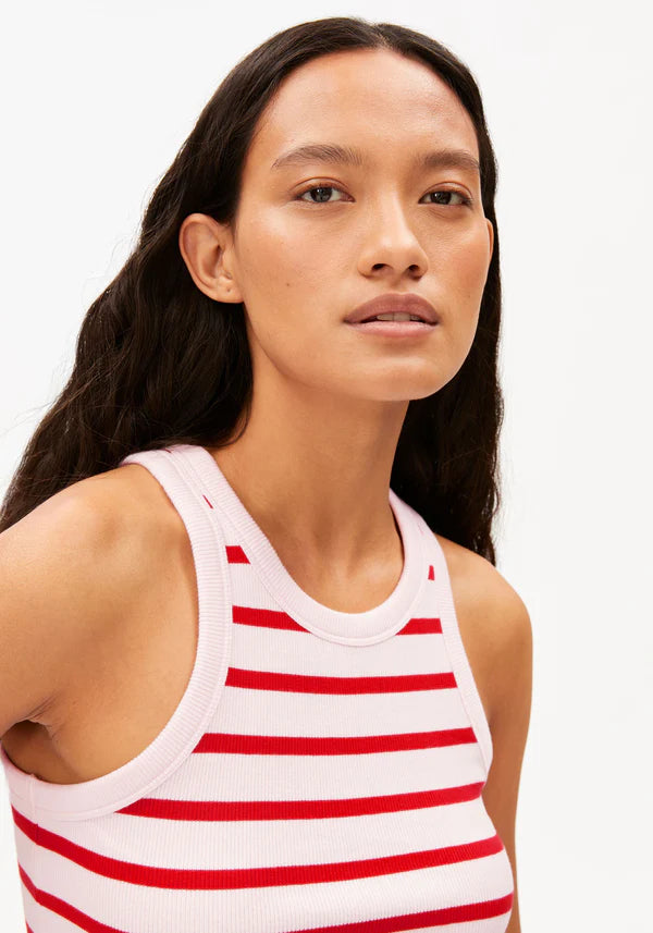 Kanitaa Stripes Tank in Pink Mist/Mars Red