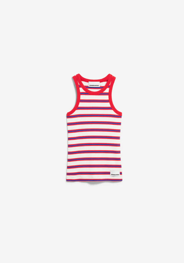 Kanitaa Stripes Tank in Light Oatmilk/Mars Red/Dynamo Blue