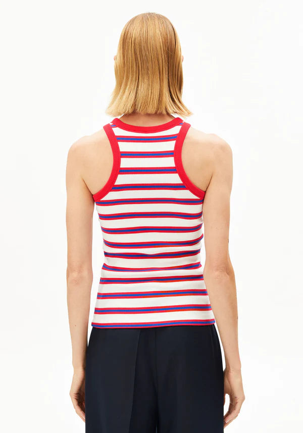 Kanitaa Stripes Tank in Light Oatmilk/Mars Red/Dynamo Blue