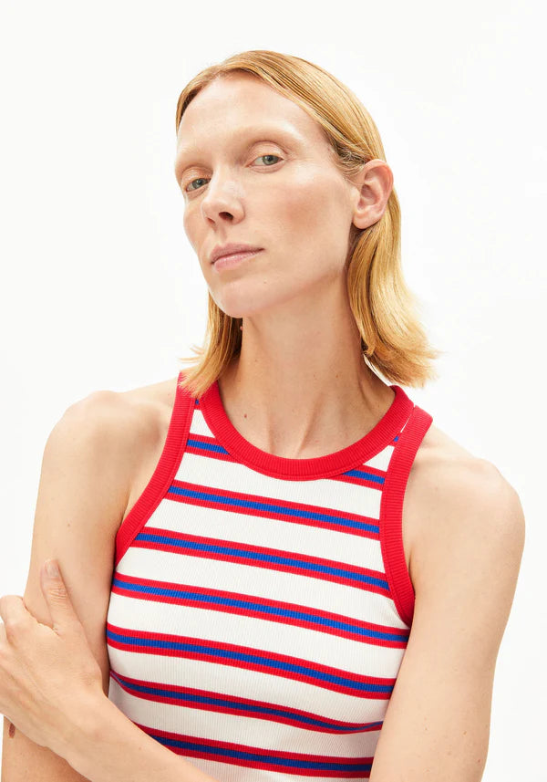 Kanitaa Stripes Tank in Light Oatmilk/Mars Red/Dynamo Blue