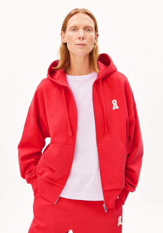 Iconic "A" Rixamaa Zip Up Hoodie in Mars Red