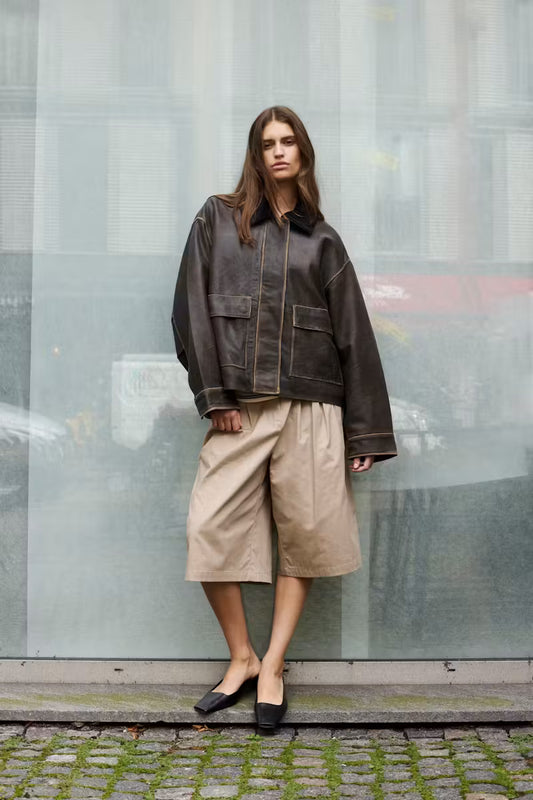 Fiorella Leather Jacket in Chocolate Torte