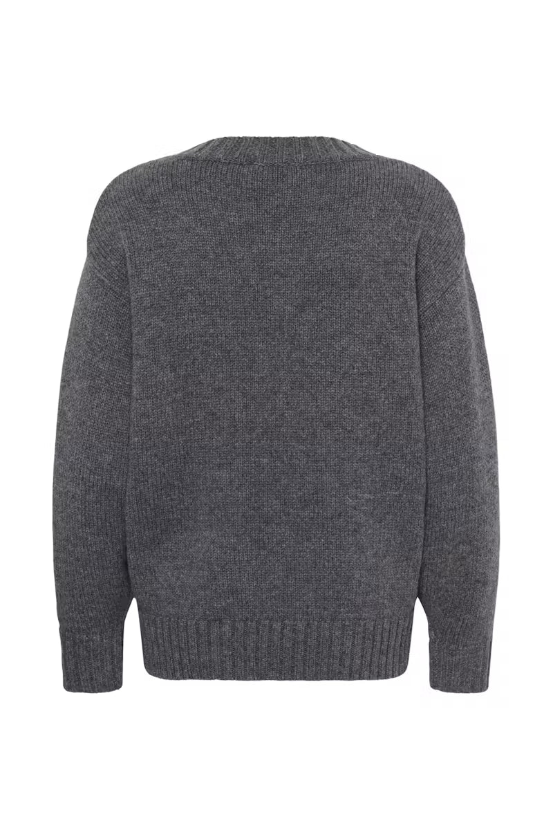 Moline V- Neck Pullover in Grey Melange