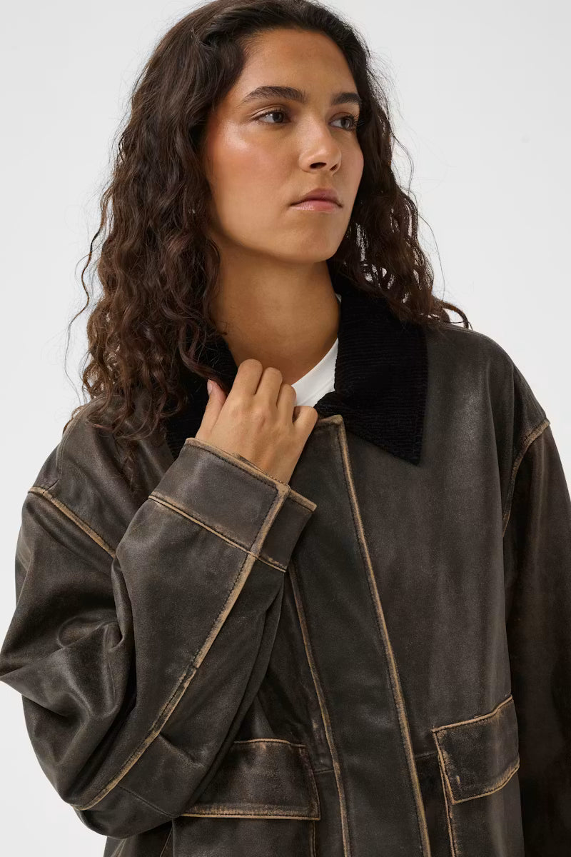 Fiorella Leather Jacket in Chocolate Torte
