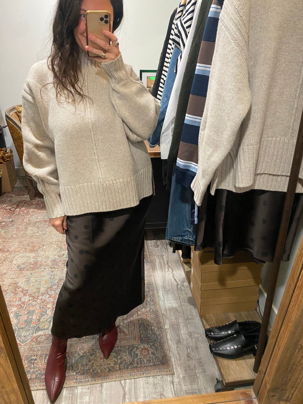 Saagneta Long Skirt in 'Mulch Dott'