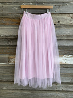 AUTUMN CASHMERE Gathered Skirt w/ Tulle in Powder Pink