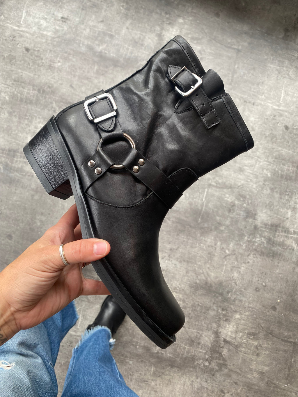 SISTER X SOEUR Serena Biker Boots Black Leather