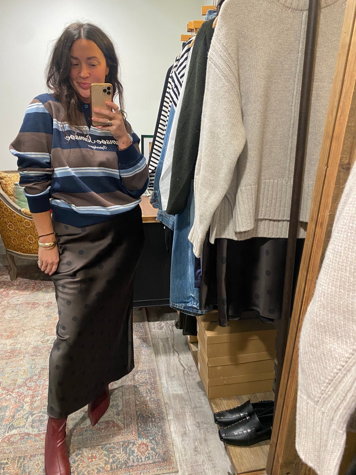 Saagneta Long Skirt in 'Mulch Dott'