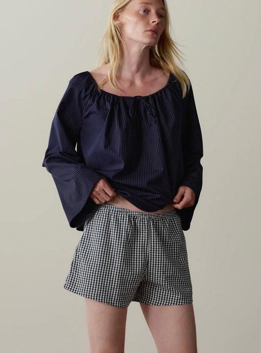 The Cotton Gingham Tap Short in Jet