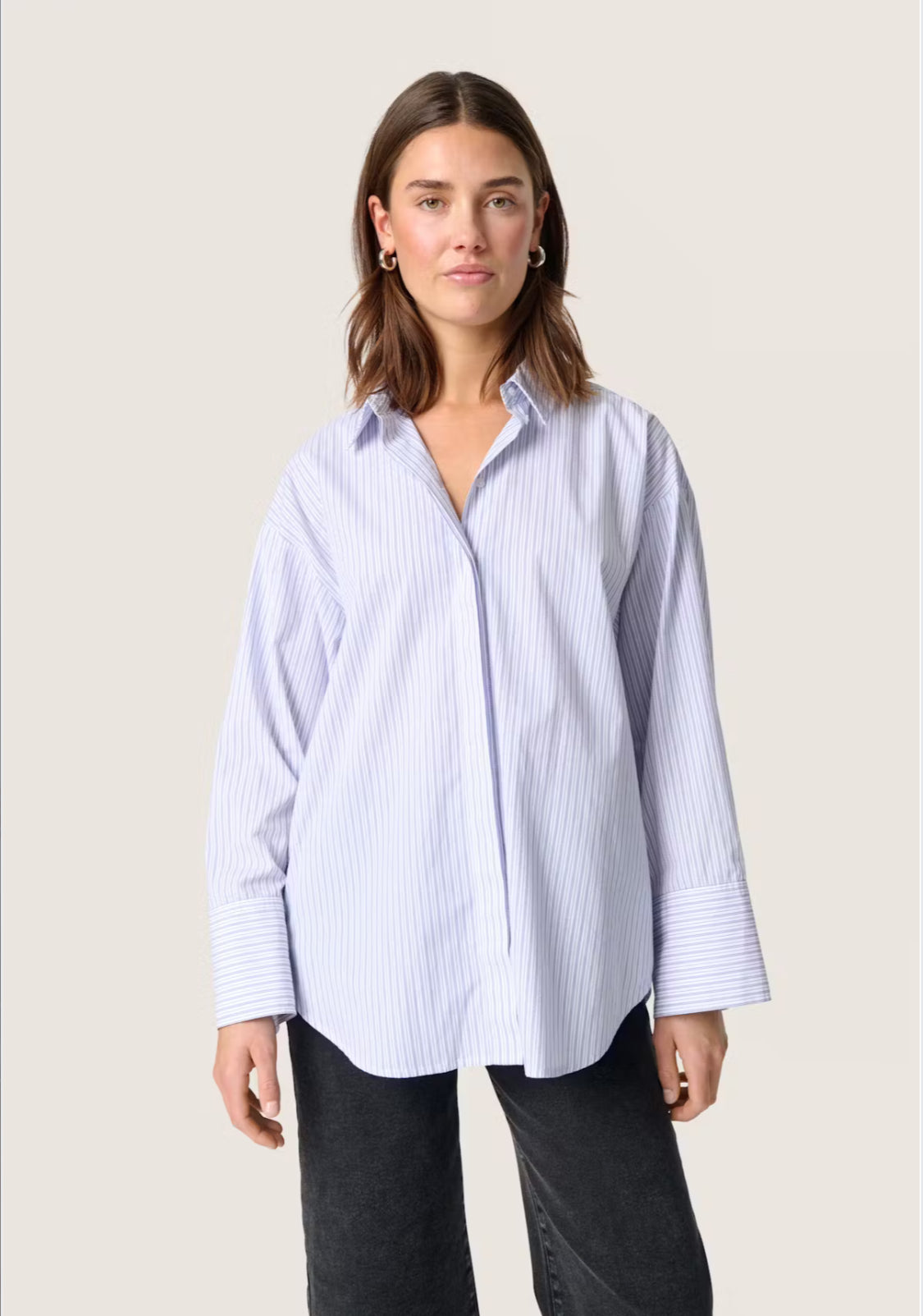 SOAKED IN LUXURY Oriana Oversized Striped Cotton Buttondown