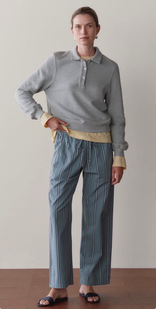 The Eco Terry Polo Sweatshirt in Heather Grey