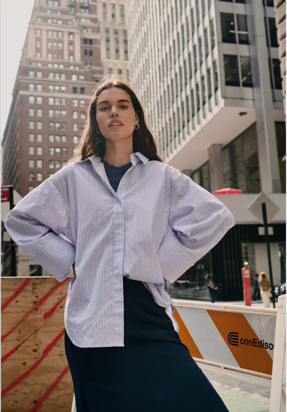 SOAKED IN LUXURY Oriana Oversized Striped Cotton Buttondown