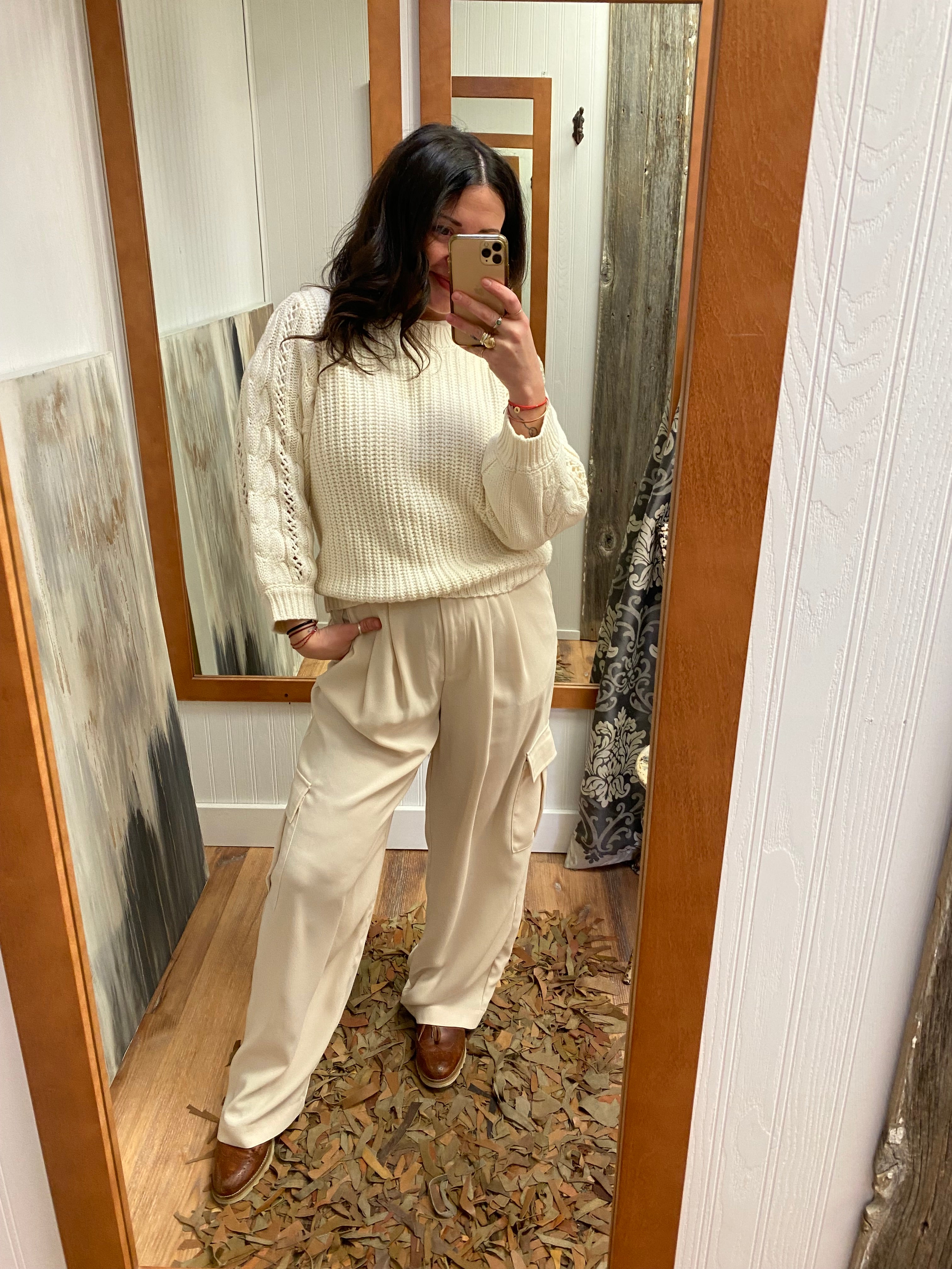 SOAKED IN LUXURY Shirley Cargo Trousers in Sandshell