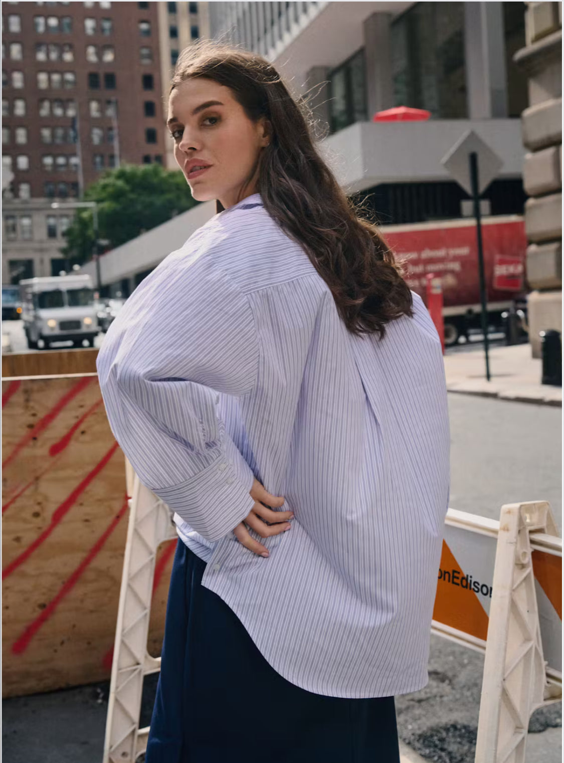 SOAKED IN LUXURY Oriana Oversized Striped Cotton Buttondown