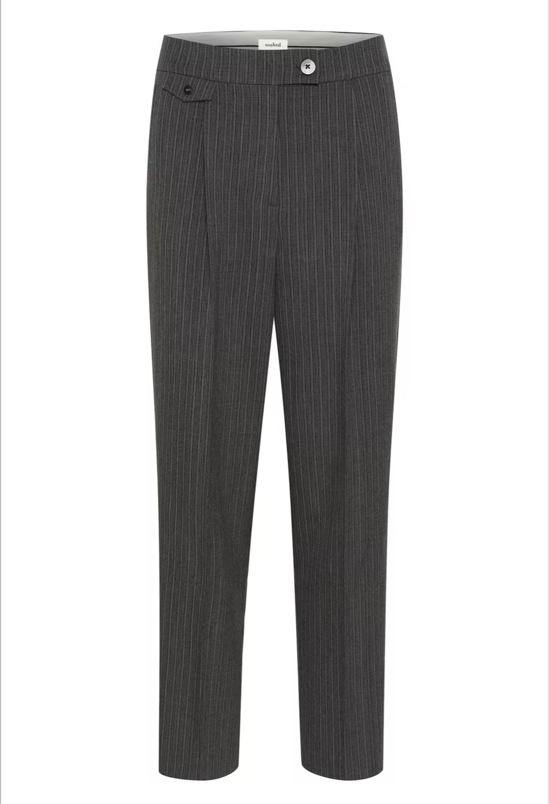 SOAKED IN LUXURY Birka Trousers in Black/Grey Stripe