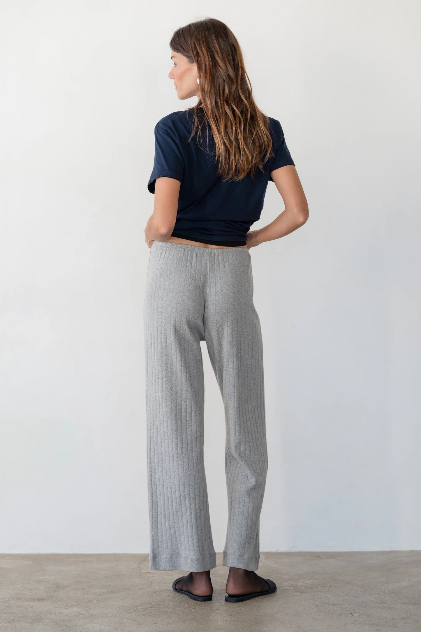 The Pointelle Simple Crop Pant in Heather Grey