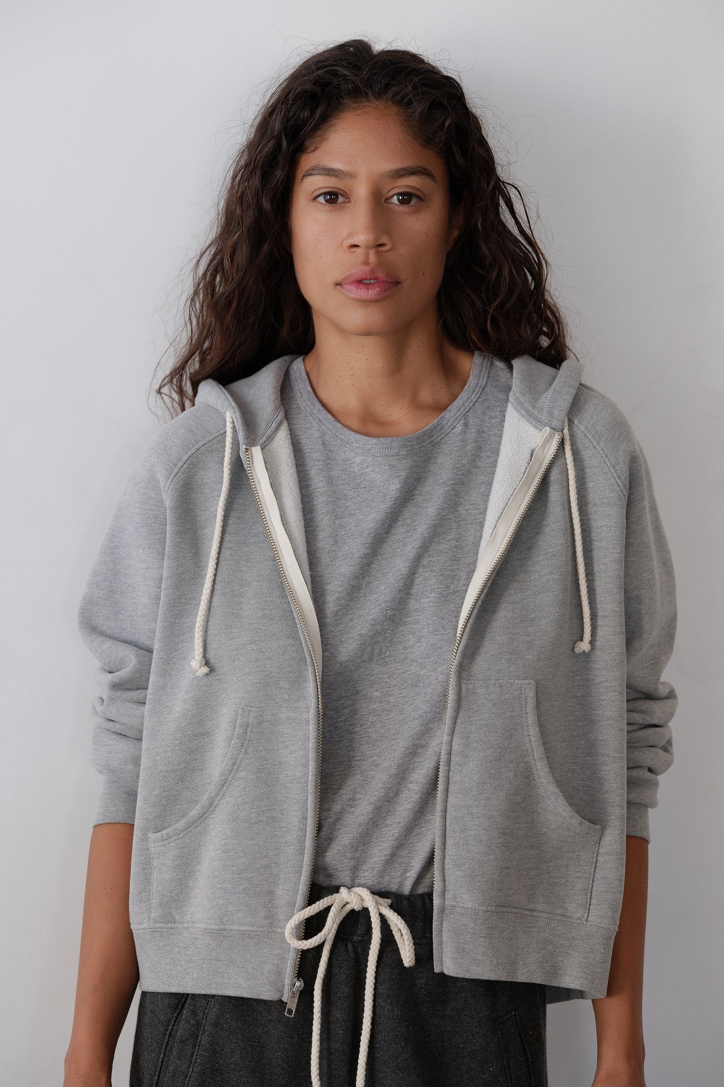 The Eco Fleece Zip Up Sweatshirt in Heather Grey