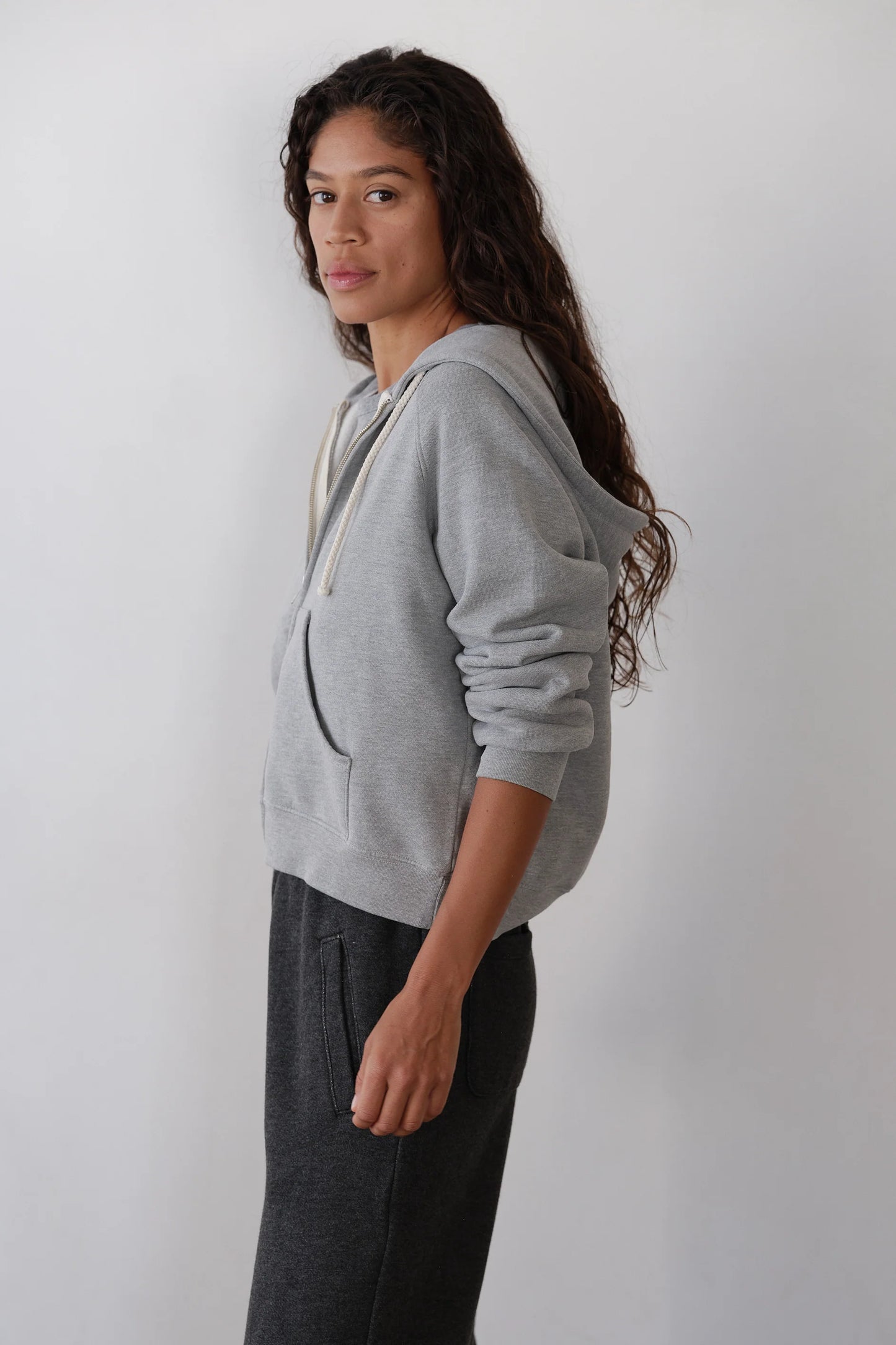 The Eco Fleece Zip Up Sweatshirt in Heather Grey