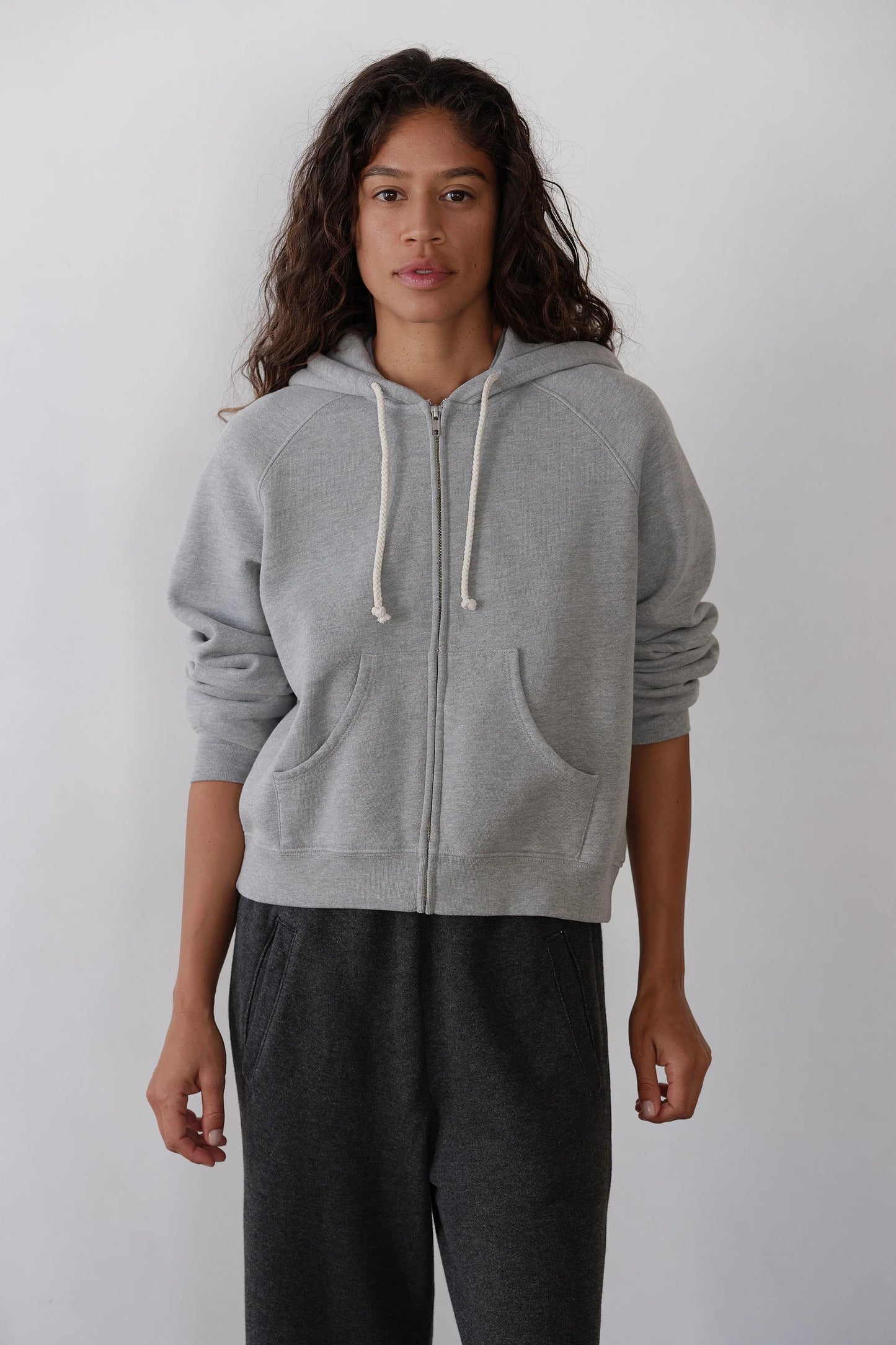 The Eco Fleece Zip Up Sweatshirt in Heather Grey