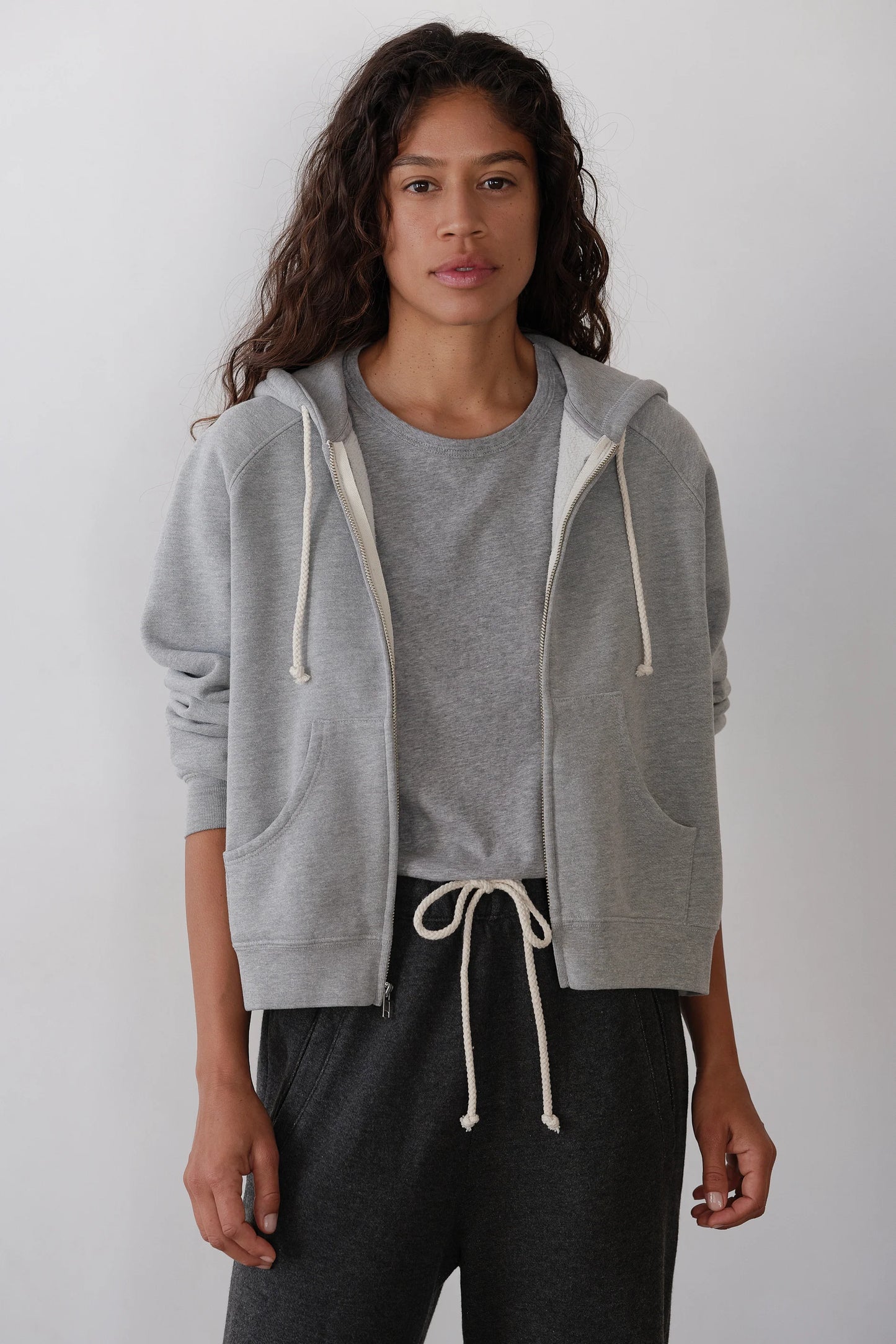 The Eco Fleece Zip Up Sweatshirt in Heather Grey