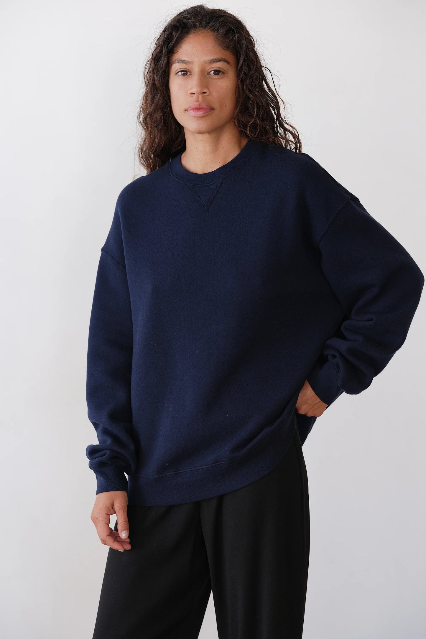 The Eco Fleece Oversized Sweatshirt in Navy