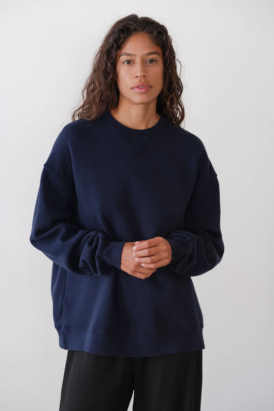 The Eco Fleece Oversized Sweatshirt in Navy