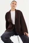 LAMARQUE Ennis Oversized Wool Blazer in Dark Brown